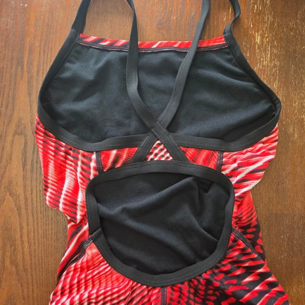 Speedo Endurance+ Crossback One Piece Swimsuit Abstract Print Lap Swim 28